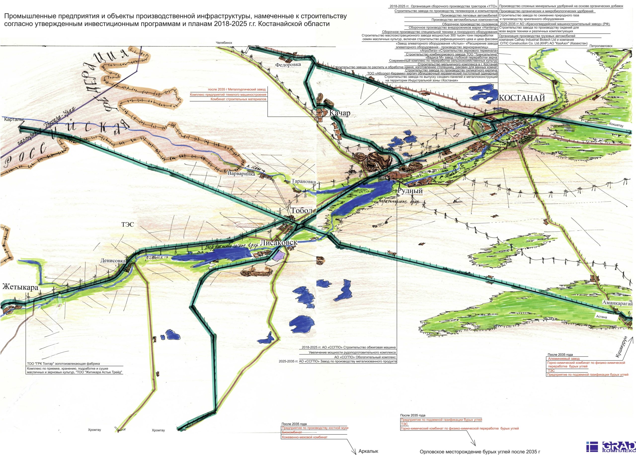 Карта дорог костаная