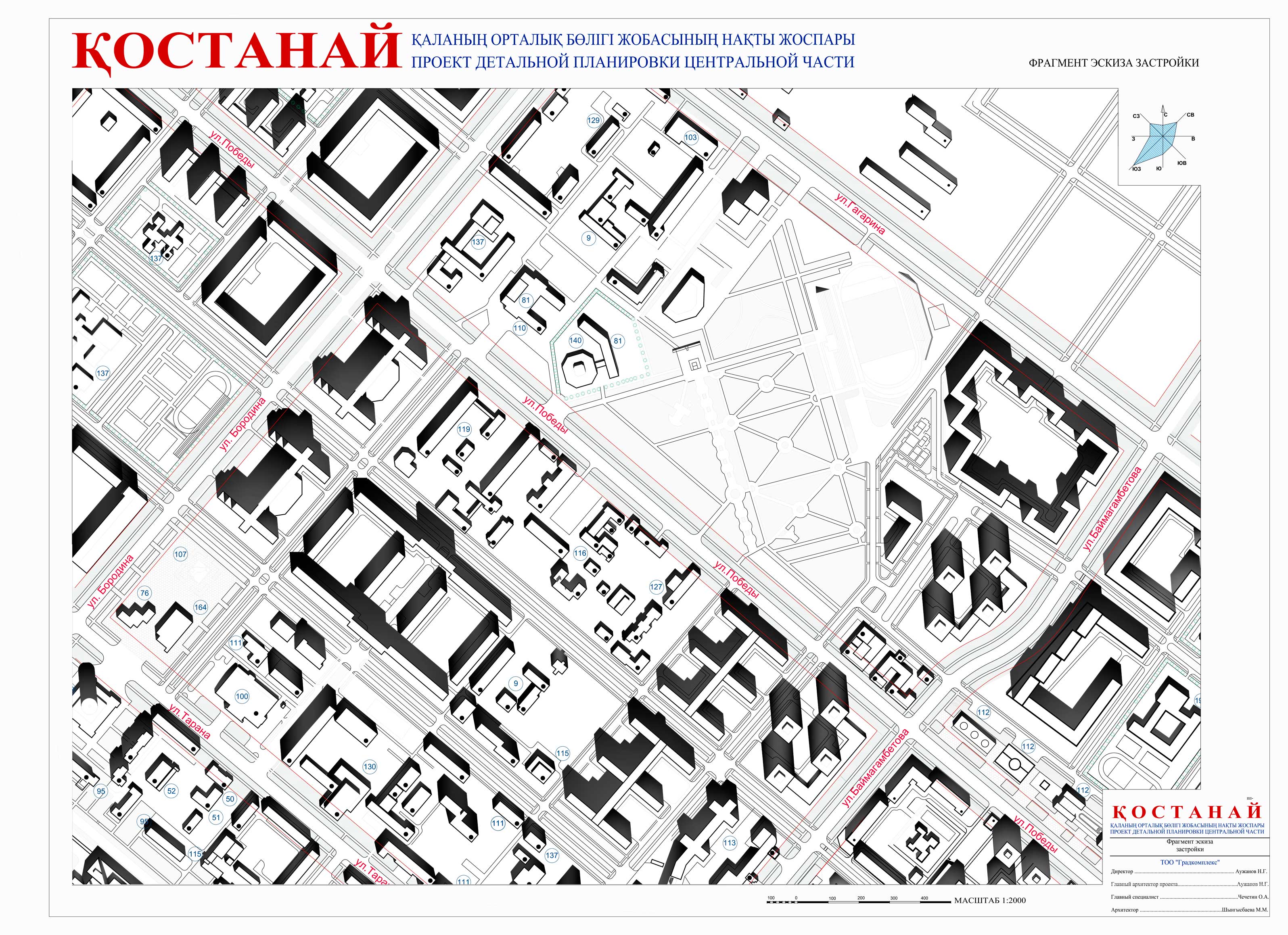 Карта костаная с номерами домов